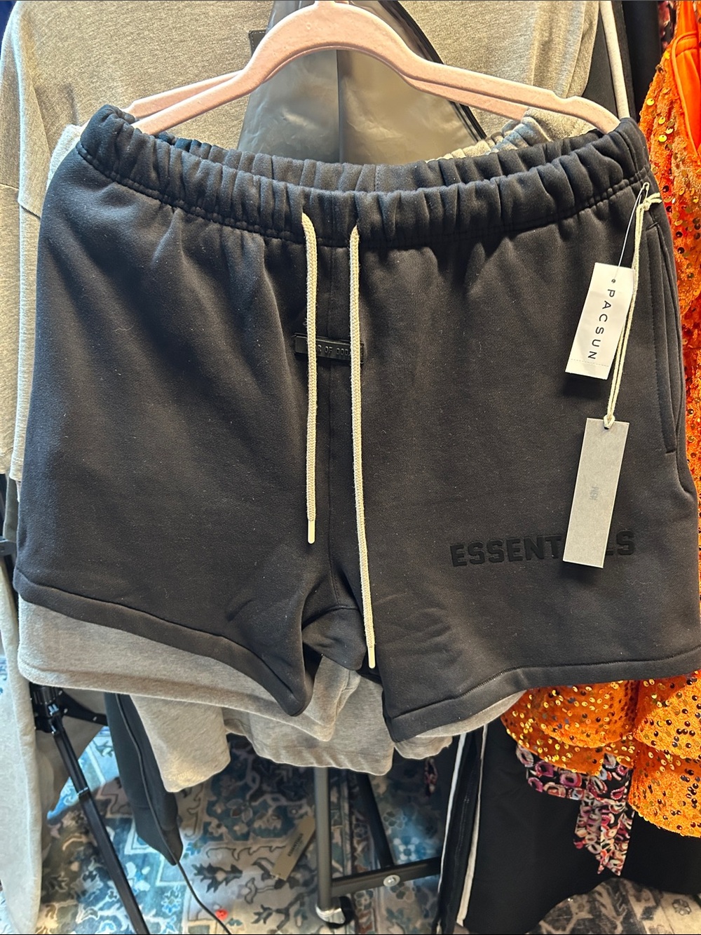 Essentials Black Women's Fleece Drawstring Shorts
